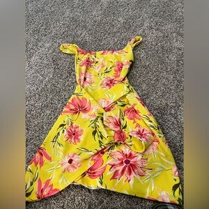 Express Yellow Dress with Pink Floral Design